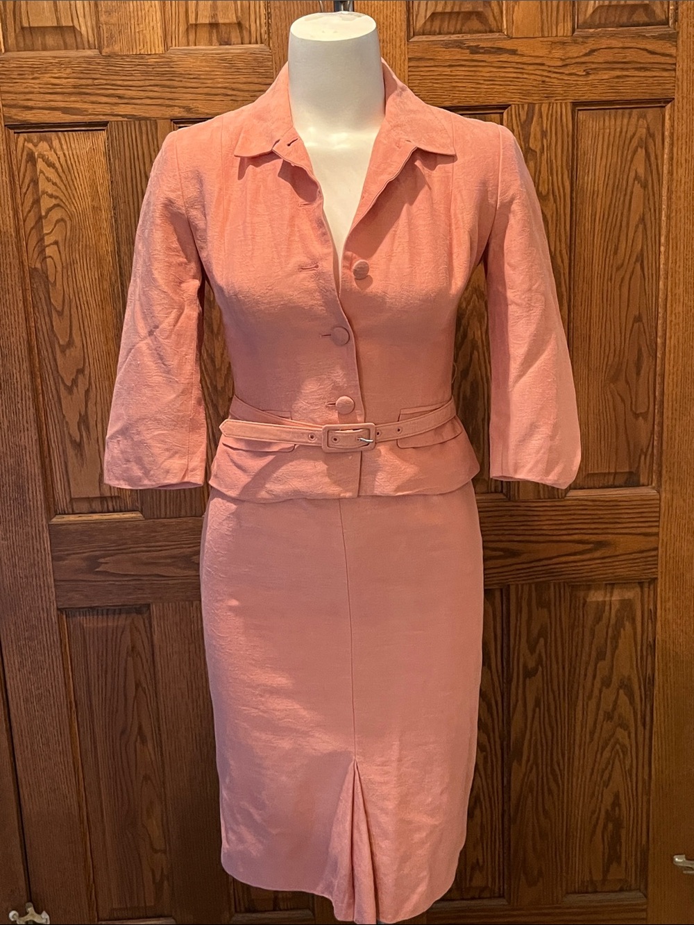 Talbots lovely vintage silk & linen suit channeling 50’s styling 4-6